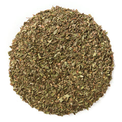 Davidson's close-up of loose spearmint leaves displaying texture and aromatic oils