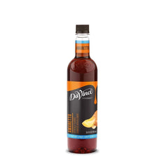 DaVinci Gourmet sugar free amaretto syrup front bottle showing label and serving suggestion
