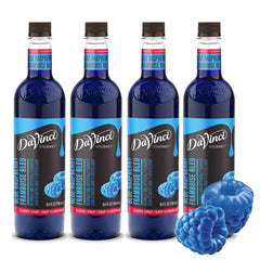 DaVinci Gourmet front bottle view showing vibrant blue syrup and clear branding benefit: instant menu color