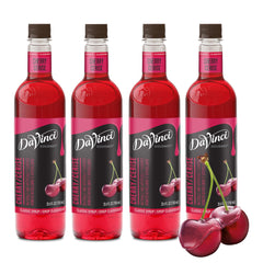 DaVinci Gourmet bottle front packaging showing bright red syrup and clear branding, great for menu visuals