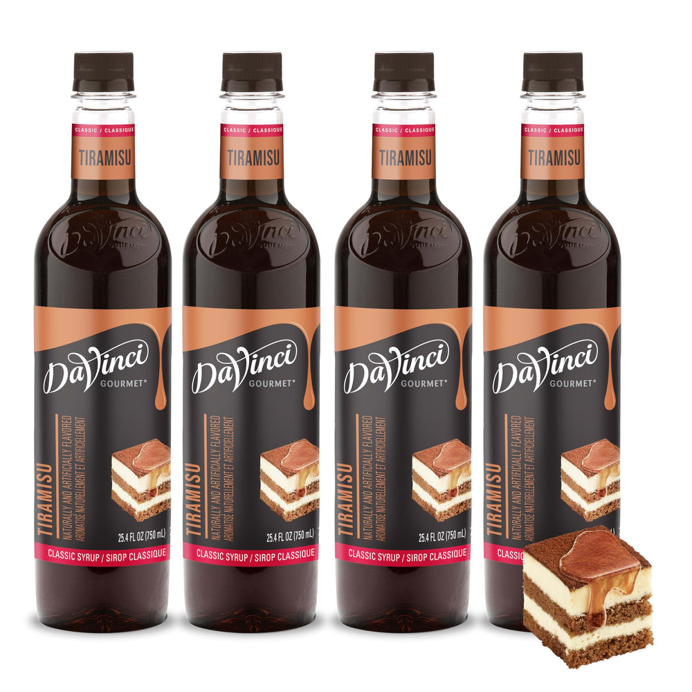 DaVinci Gourmet tiramisu syrup front packaging shows brand and product benefit