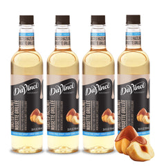 DaVinci Gourmet bottle front packaging showing hazelnut flavor and size benefits