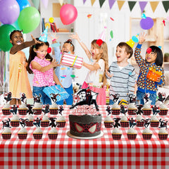 Ddajksq size comparison with ruler showing cake topper and cupcake pick dimensions