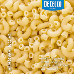 De Cecco cooked elbows in bowl demonstrating firm al dente bite