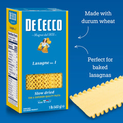 de cecco lasagne sheet beside ruler showing dimensions for portion planning