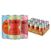De Soi variety pack front display showing all three cans and branding benefit tasting variety