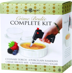 Dean Jacob's front packaging showing full crème brûlée set and contents benefit clarity