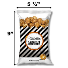 Deanan Gourmet Popcorn opened box with nine individually sealed bags, convenient party-ready selection