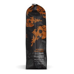 Death Wish bag label with Fair Trade badge highlighting ethical sourcing benefit