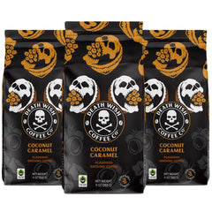 Death Wish Coffee front packaging showing 27 oz bag and bold branding benefit clarity