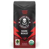 Death Wish Coffee front package showing bold label and 16 oz size benefit