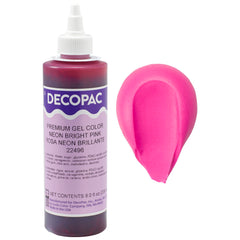 DecoPac neon bright pink front packaging showing bottle and label benefits