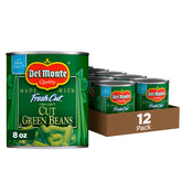 Del Monte BLUE LAKE front packaging showing 12-pack and 8 oz cans, convenient pantry supply