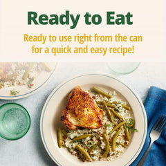 Close-up of Del Monte whole green beans texture highlighting firm bite and seasoning
