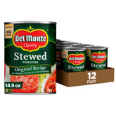 Del Monte front view of 12-can pack showing brand and convenience