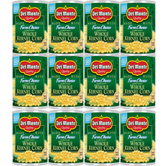 Del Monte front packaging displaying 12-pack and convenient pull-top cans for easy use