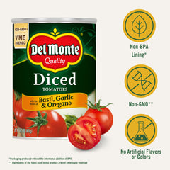 Del Monte close-up of diced tomato texture emphasizing fresh-made mouthfeel
