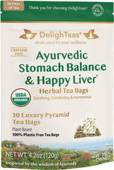 DelighTeas front packaging showing organic label and 30 bags benefit clarity