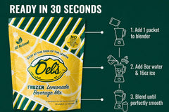Del's Lemonade slushy in glass showcasing bright color and refreshing texture