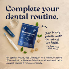 Natural ingredients display with Dentagum label emphasizing mineral support