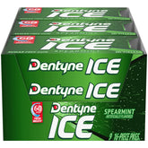 Dentyne pack front view showing spearmint branding and cooling benefit
