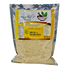 Desi Kitchen close-up of extra-long parboiled basmati grains highlighting non-sticky texture