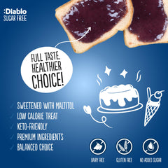 Diablo sauce being poured on pancakes for added blueberry flavor
