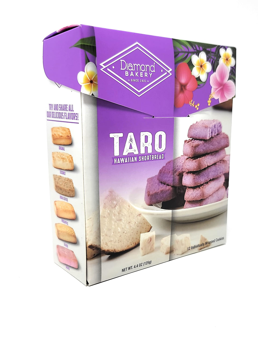 Diamond Bakery front packaging showing taro shortbread box and convenience