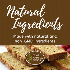 DIJAS Natural Food almond-studded biscotti side view showing nutty crunch