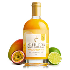 Dirty Pelican front packaging showing mango passionfruit flavor and benefits