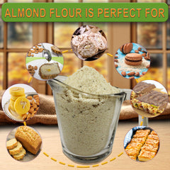 Clear ingredients and certification label on Divine Organics almond flour pouch showing organic credentials