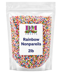 DM Sweets close up texture of tiny multicolor beads showing crisp crunch