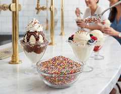 DM Sweets nonpareils in white bowl ready for scooping and decorating