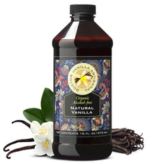 DOCTOR VANILLA ARTISANAL front bottle showing organic alcohol-free flavor benefits