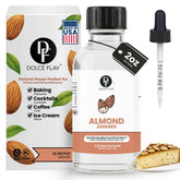 Dolce Flav front label showing almond extract and kosher badge, clear product recognition