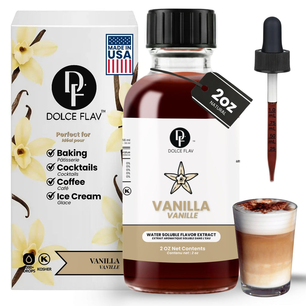 Dolce Flav front bottle showing product and compact size, highlights convenient storage