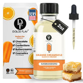 Dolce Flav bottle front label showing orange creamsicle extract for clear identification and quick use