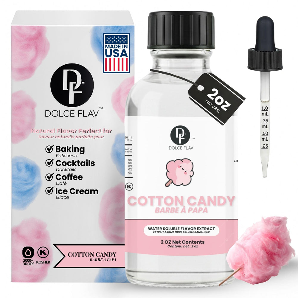 Dolce Flav front packaging showing cotton candy flavor and compact bottle benefit