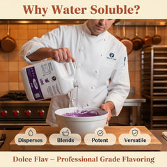 Dolce Flav being poured into a latte creating vivid purple color and visual appeal