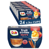 Dole front packaging showing apples and crème cups, quick snack solution