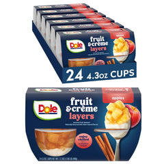 Dole front packaging showing apples and crème cups, quick snack solution