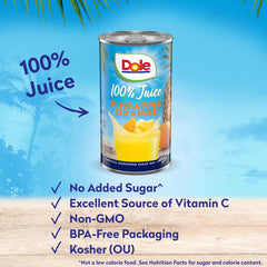 Close-up of Dole can label emphasizing natural flavors and vitamin C benefit