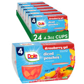 Dole front packaging showing 24-pack, convenient bulk snacking