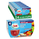 Dole front packaging showing 24 mixed fruit cups and benefits