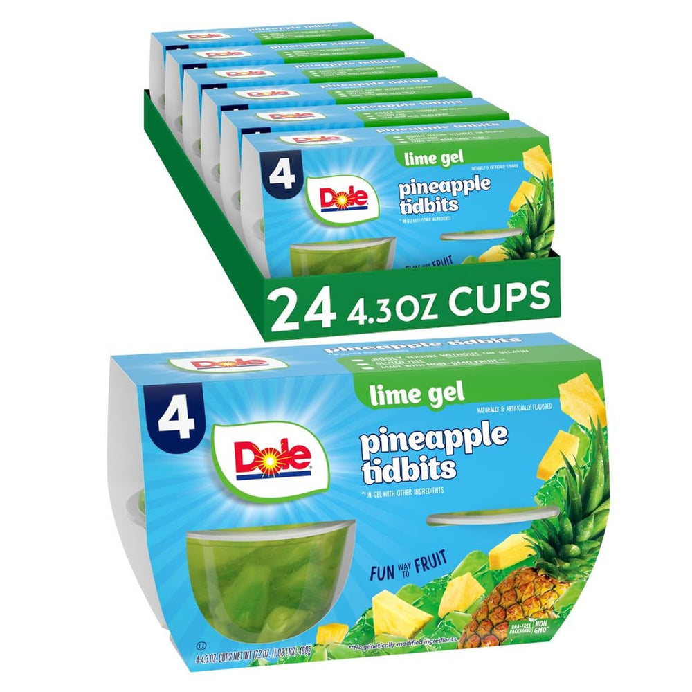 Dole front packaging showing 24-count pineapple cups and convenience