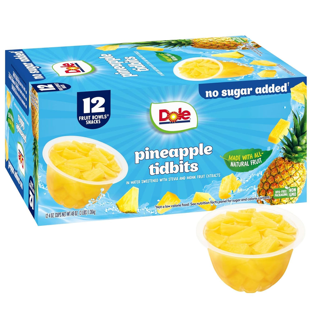 Dole front packaging showing 12-pack and product branding for easy recognition