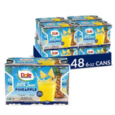 Dole front packaging showing six 6 fl oz cans and tropical branding benefit portability