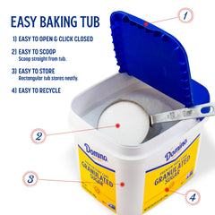Domino open tub with wide opening for easy scooping and tidy measuring