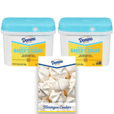 Domino front packaging showing 3.5 lb resealable tub and label benefits