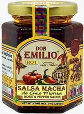 Don Emilio front jar showing label and rich reddish-brown oil, enhances presentation